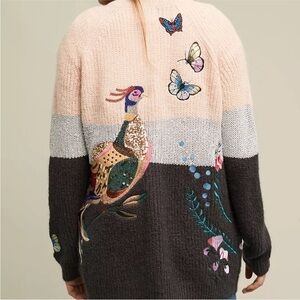 Anthropologie Monogram Winged Patchwork Cardigan